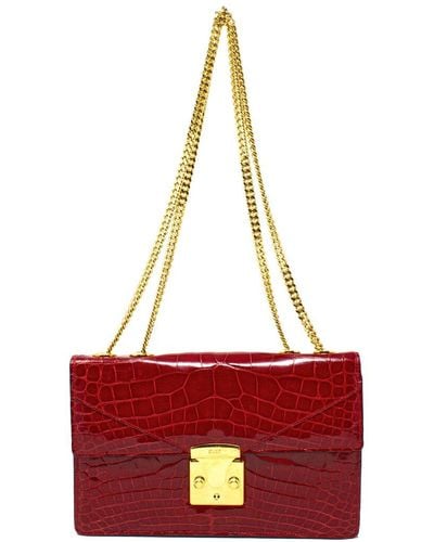 Stalvey Cerise Alligator Leather Large 3.0 Shoulder Bag (Authentic Pre-Owned) - Red