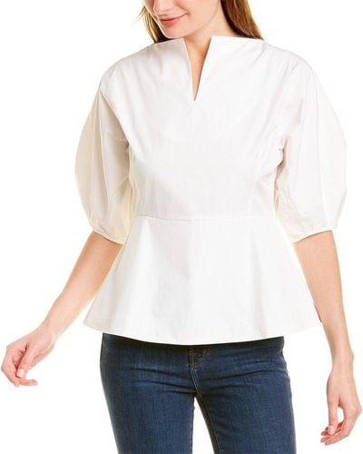 Gracia Panelled Puff Sleeve Top - White