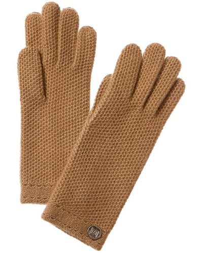 Bruno Magli Honeycomb Stitch Cashmere Gloves - Brown