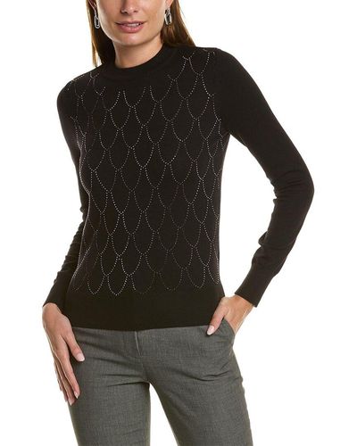 Nanette Lepore Rhinestone Sweater - Black