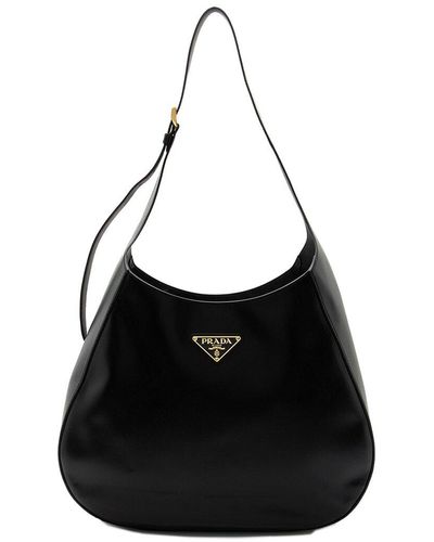 Prada Leather City Hobo Bag (Authentic Pre-Owned) - Black