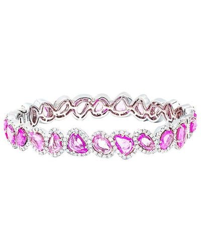 Diana M. Jewels Fine Jewelry 18k 19.44 Ct. Tw. Diamond & Pink Sapphire Bangle