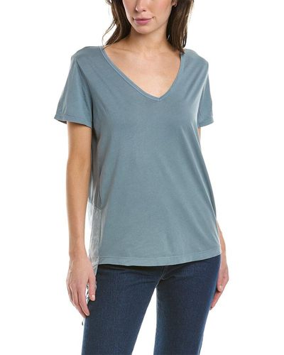 XCVI Keller High Low Linen-blend T-shirt - Blue