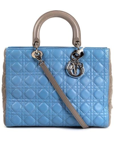 Dior Dior Cannage Leather Large Lady Dior (Authentic Pre-Owned) - Blue