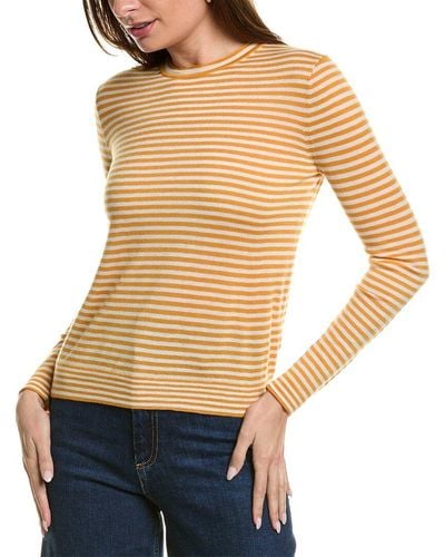 Lafayette 148 New York Striped Cashmere Sweater - Yellow