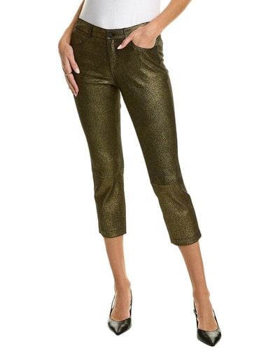 Lafayette 148 New York Cropped Mercer Leather Pant - Green