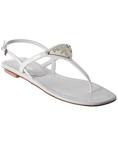 Prada Patent Thong Sandal - White