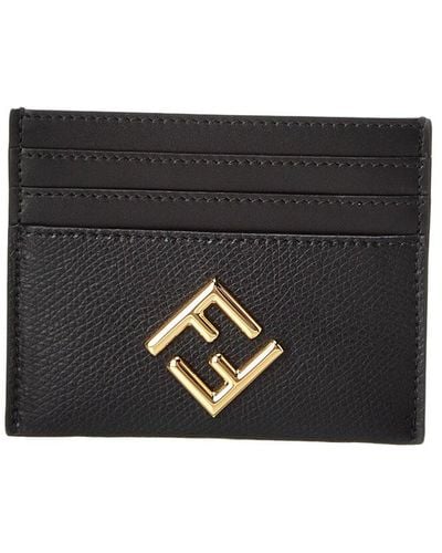 Fendi Ff Diamonds Leather Card Holder - Black