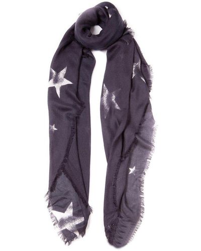 Blue Pacific Tissue Cashmere-blend Faded Stars Scarf - Gray