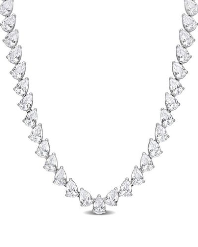 Rina Limor Silver 39.50 Ct. Tw. Sapphire Tennis Necklace - White