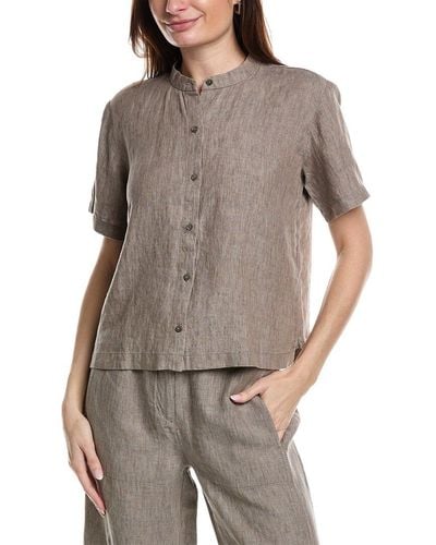 Eileen Fisher Linen Boxy Shirt - Gray
