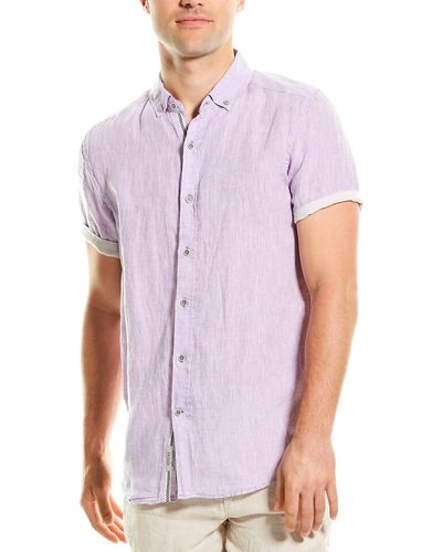 Heritage by Report Report Collection Heritage Modern Fit Linen Woven Shirt - Purple