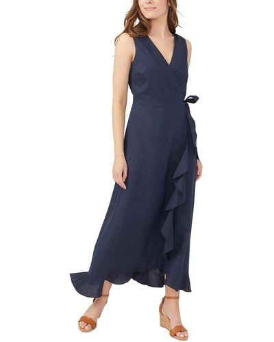 J.McLaughlin Solid Cerise Linen-blend Dress - Blue
