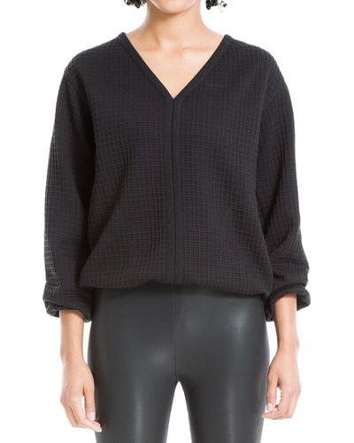 Max Studio Waffle Top - Black