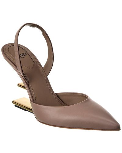 Fendi First Leather Slingback Pump - Brown