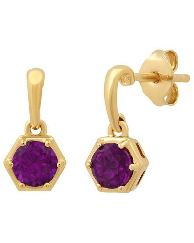 MAX + STONE Max + Stone 14k Over Silver 0.75 Ct. Tw. Amethyst Drop Earrings - Pink