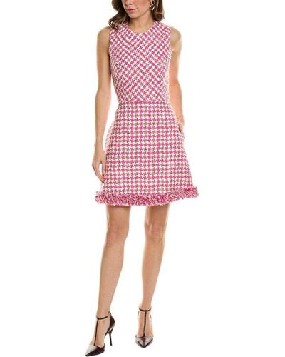 Carolina Herrera Fringe Hem Wool-blend Mini Dress - Pink