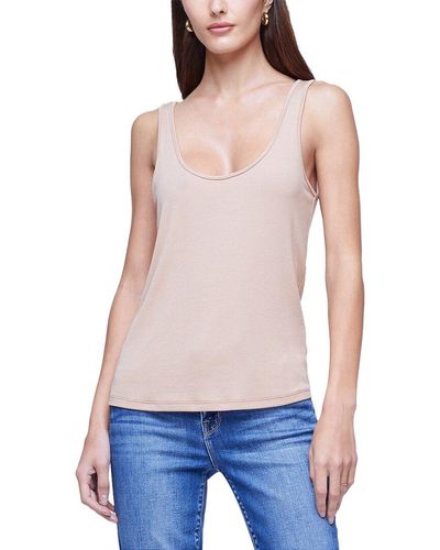 L'Agence Celia Scoop Neck Tank - Blue