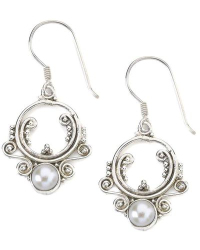 Samuel B. Silver Pearl Balinese Earrings - Metallic