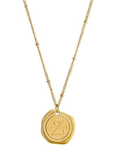 Savvy Cie 18K Plated Coin Initial Necklace - Metallic