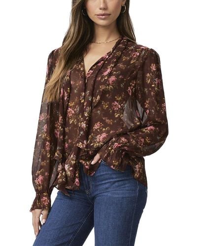 PAIGE Clemency Silk Blouse - Brown