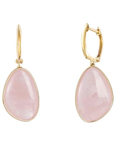 Liv Oliver 18k Plated 35.00 Ct. Tw. Pink Quartz Drop Earrings