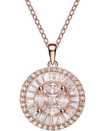 Genevive Jewelry 18k Rose Gold Plated Cz Pendant - Pink