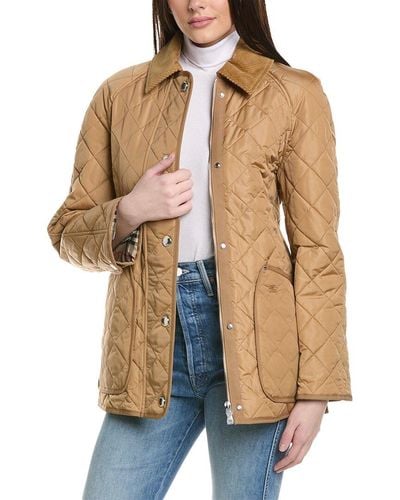 Burberry Diamond Quilted Belted Jacket - Natural