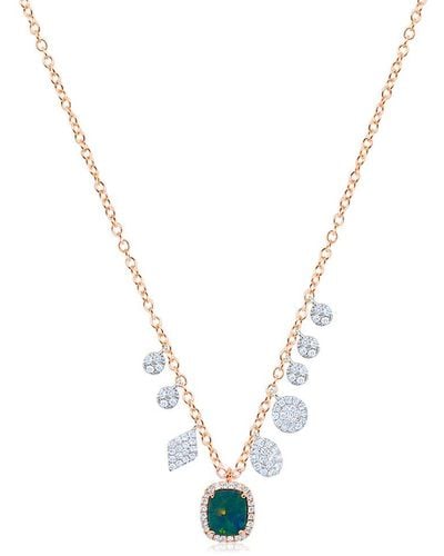 Meira T 14k Rose Gold 1.47 Ct. Tw. Diamond & Opal Necklace - Metallic