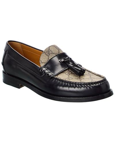Gucci Horsebit GG Canvas Loafers in Brown for Men | Lyst