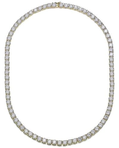 Rachel Glauber 14k Plated Cz Tennis Necklace - Metallic