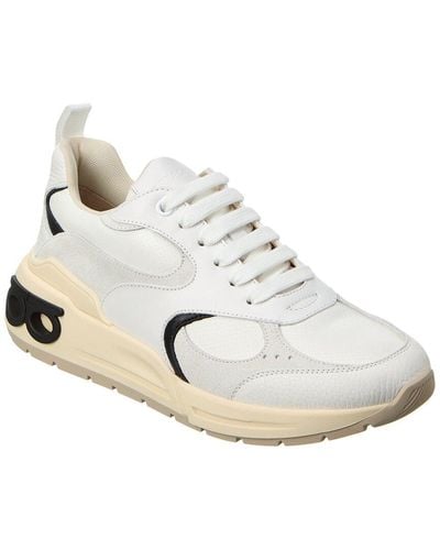 Ferragamo Cosimina Leather & Suede Sneaker - White