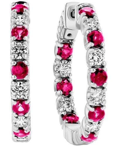 Diana M. Jewels Fine Jewelry 14k 3.58 Ct. Tw. Diamond & Ruby Hoops - Pink