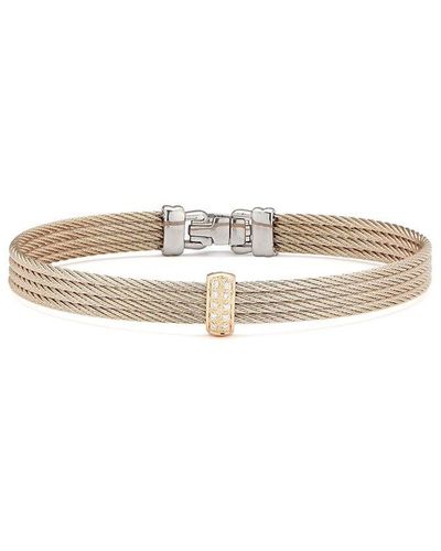 Alor Classique 18k Rose Gold 0.05 Ct. Tw. Diamond Cable Bangle Bracelet - White