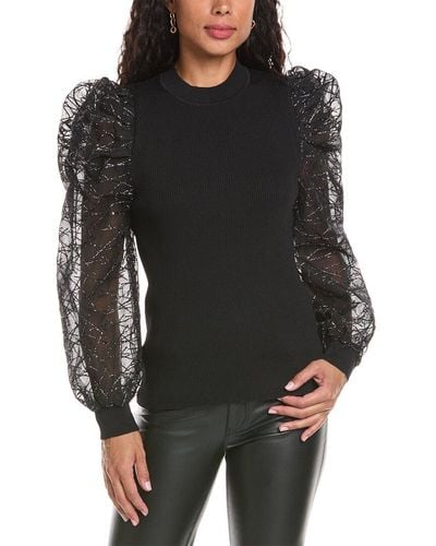 Gracia Puff Sleeve Sweater - Black