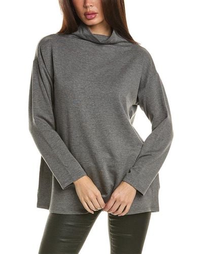 Eileen Fisher Petite High Funnel Neck Tunic - Grey