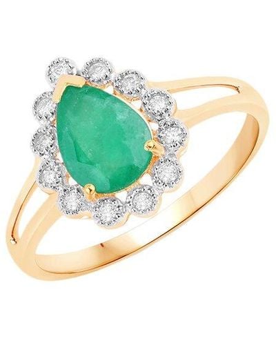 Diana M. Jewels Fine Jewelry 14k 1.22 Ct. Tw. Diamond & Emerald Ring - Blue