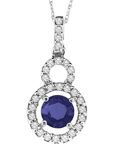 Suzy Levian 14k 0.80 Ct. Tw. Diamond & Sapphire Pendant Necklace - White