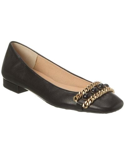 French Sole Drum Leather Flat - Black