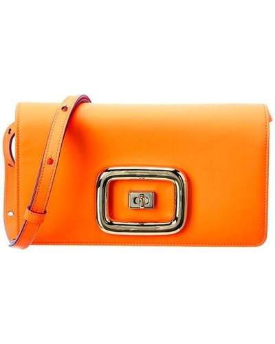 Roger Vivier Viv' Choc Mini Leather Clutch - Orange