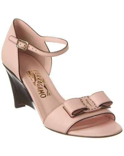 Ferragamo Grette Leather Wedge Sandal - Pink