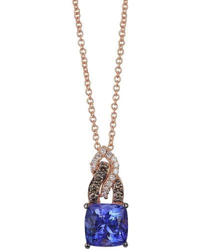 Le Vian Le Vian Chocolatier 14k Rose Gold 1.53 Ct. Tw. Diamond & Tanzanite Pendant Necklace - Blue