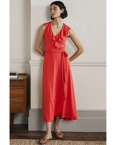 Boden Saskia Wrap Jersey Maxi Dress - Red