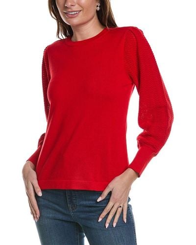 Jones New York Stitch Sleeve Sweater - Red
