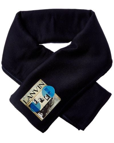 Lanvin Logo Wool & Silk-blend Scarf - Blue