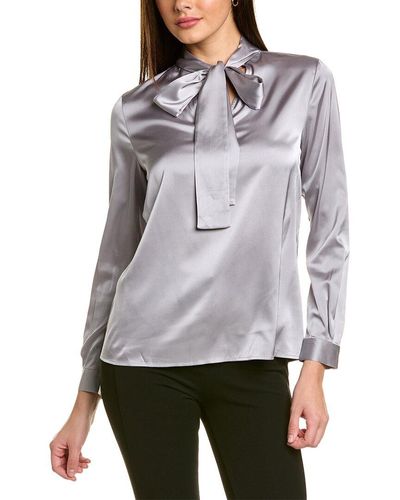 Anne Klein Tie-neck Blouse - Gray