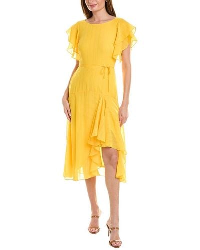 Maison Tara Grid Check Maxi Dress - Yellow