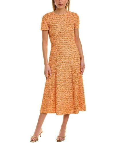 St. John Textured A-line Dress - Orange
