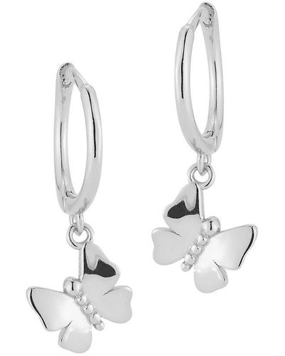 Glaze Jewelry Silver Butterfly Earrings - White
