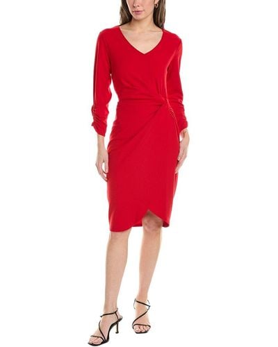 Tahari Twisted Front Sheath Dress - Red